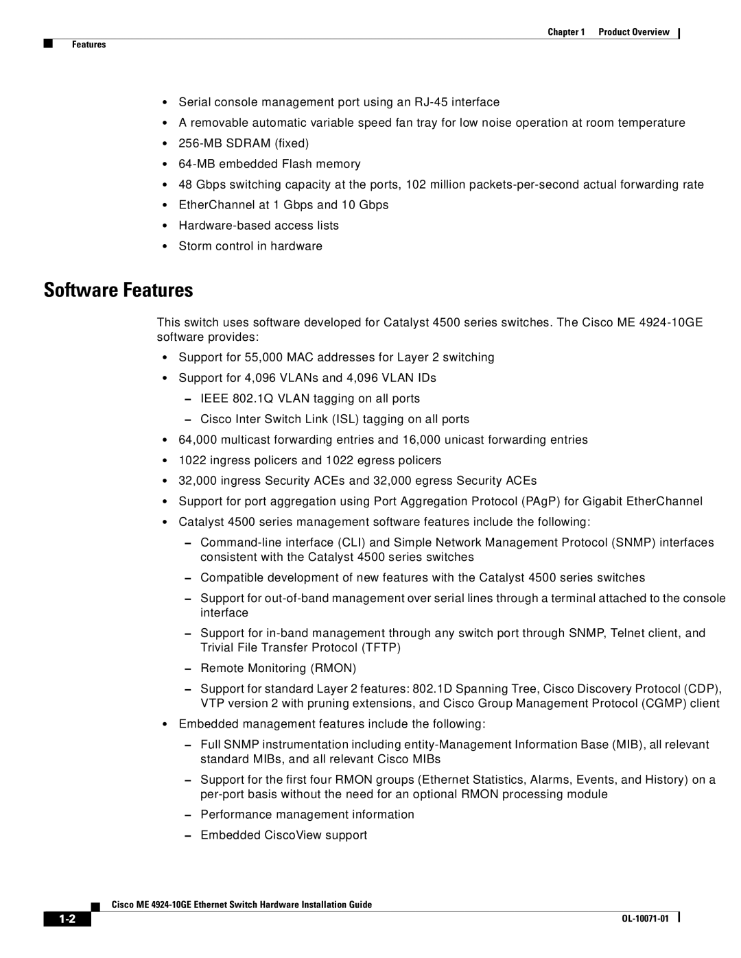 Cisco Systems ME 4924-10GE manual Software Features 