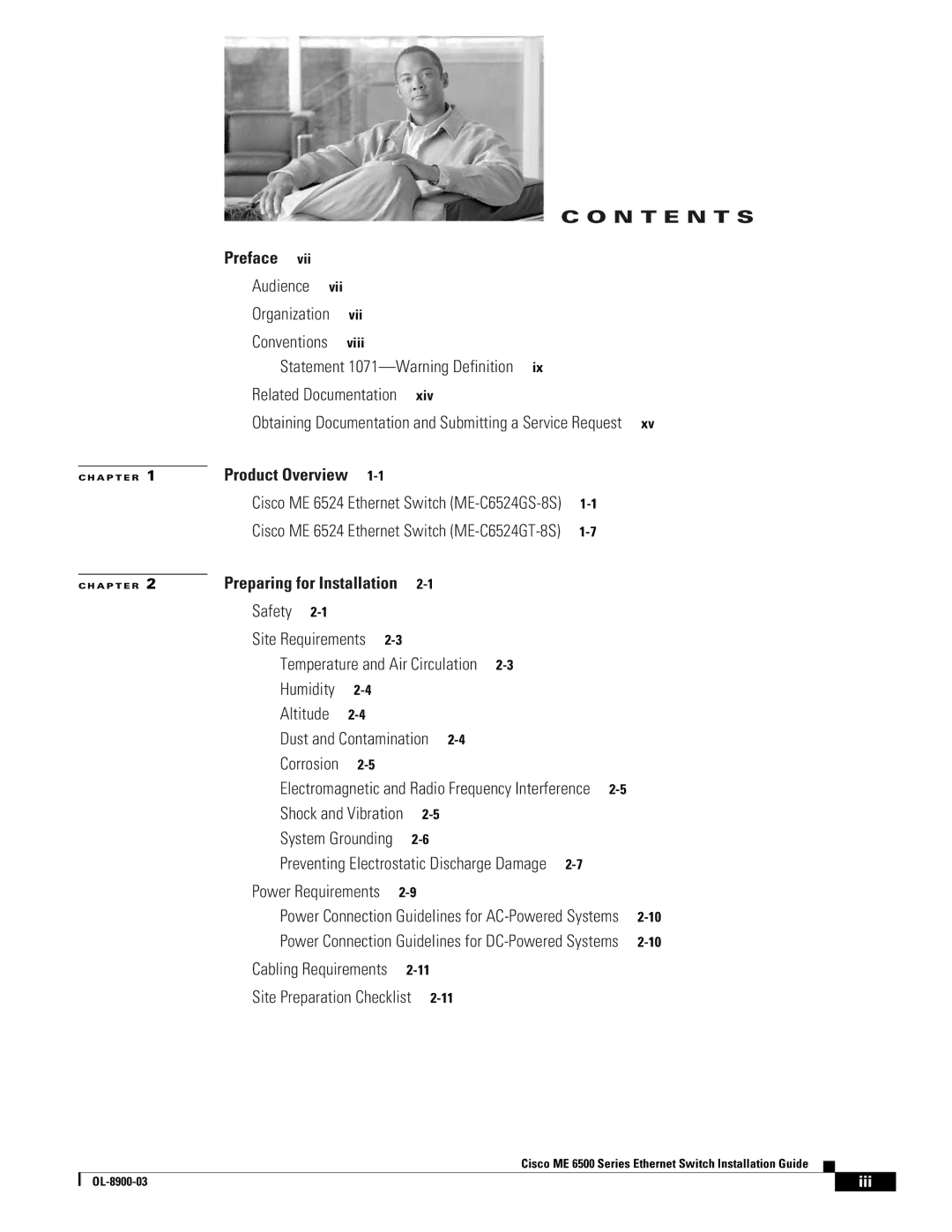 Cisco Systems ME 6500 manual N T E N T S 