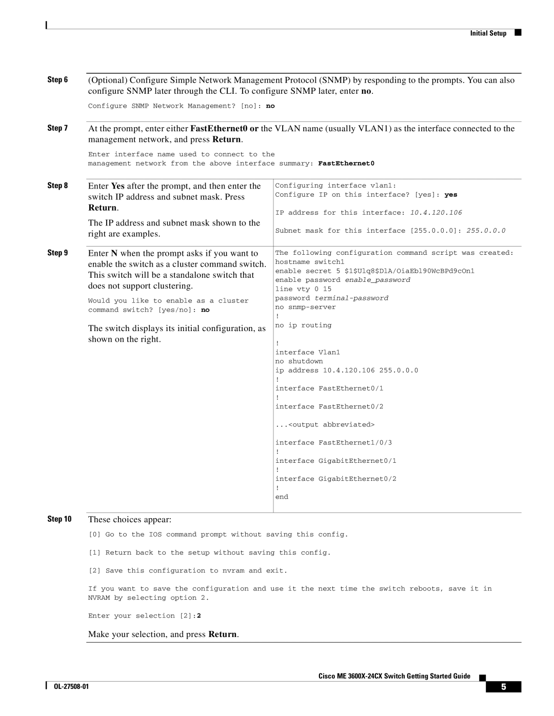 Cisco Systems ME3600X24FSM, ME 3600X 24CX manual Return 