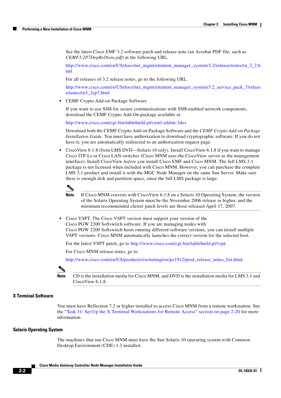 Cisco Systems Media Gateway Controller Node Manager manual Terminal Software, Solaris Operating System 