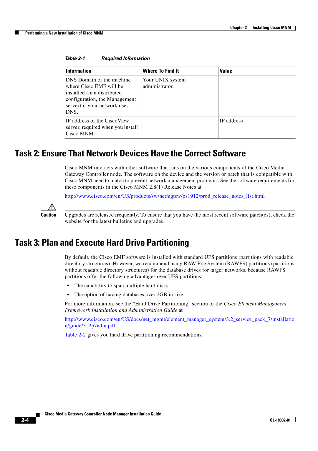 Cisco Systems Media Gateway Controller Node Manager manual Task 2 Ensure That Network Devices Have the Correct Software 