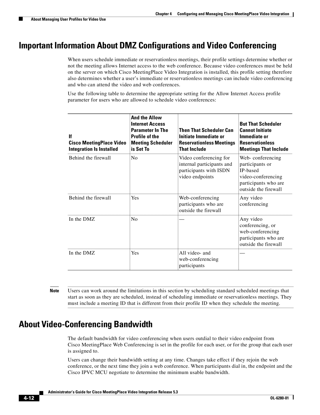 Cisco Systems MeetingPlace Video Integration manual About Video-Conferencing Bandwidth 