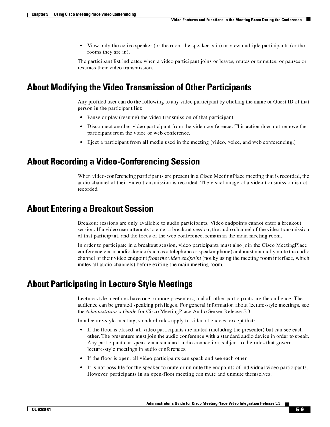 Cisco Systems MeetingPlace Video Integration manual About Recording a Video-Conferencing Session 