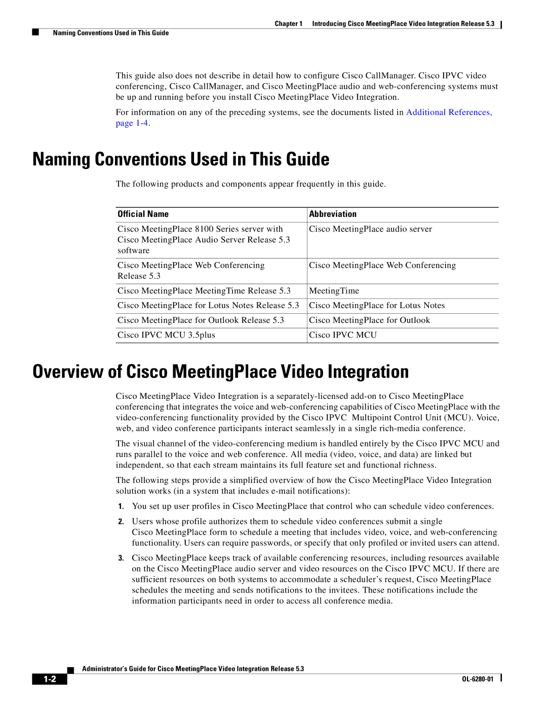 Cisco Systems MeetingPlace Video Integration manual Naming Conventions Used in This Guide, Official Name Abbreviation 