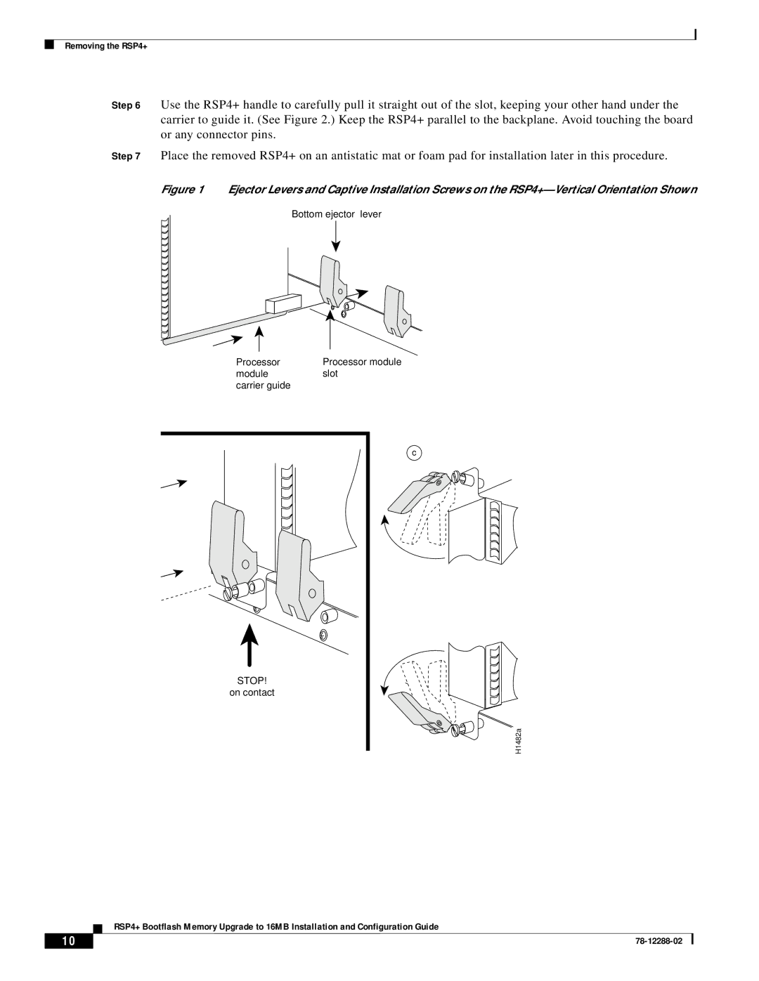 Cisco Systems MEM-16F-RSP4+= manual Removing the RSP4+ 