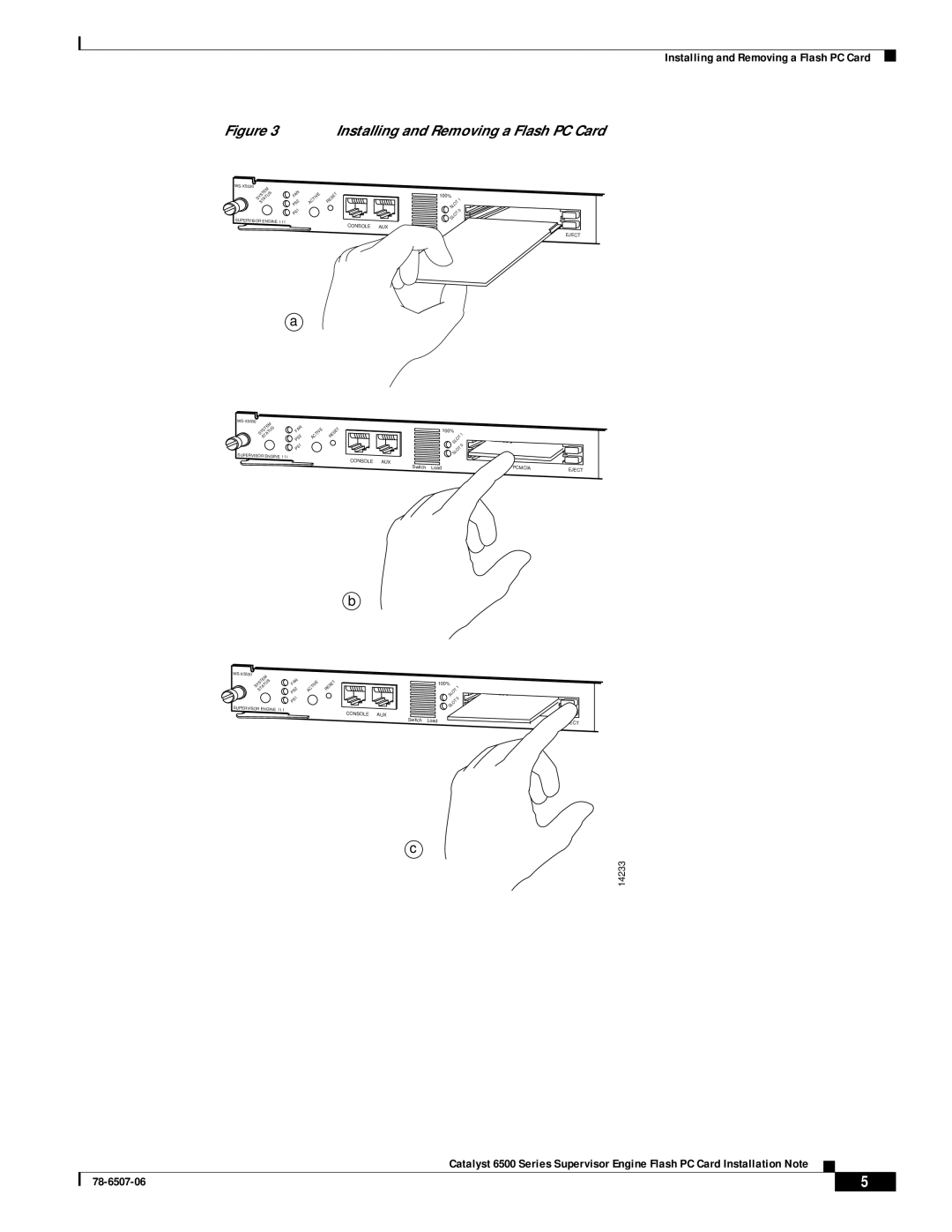 Cisco Systems MEM-C6K-FLC16M, MEM-C6K-FLC64M, MEM-C6K-ATA-1-64M(, MEM-C6K-FLC24M Installing and Removing a Flash PC Card 