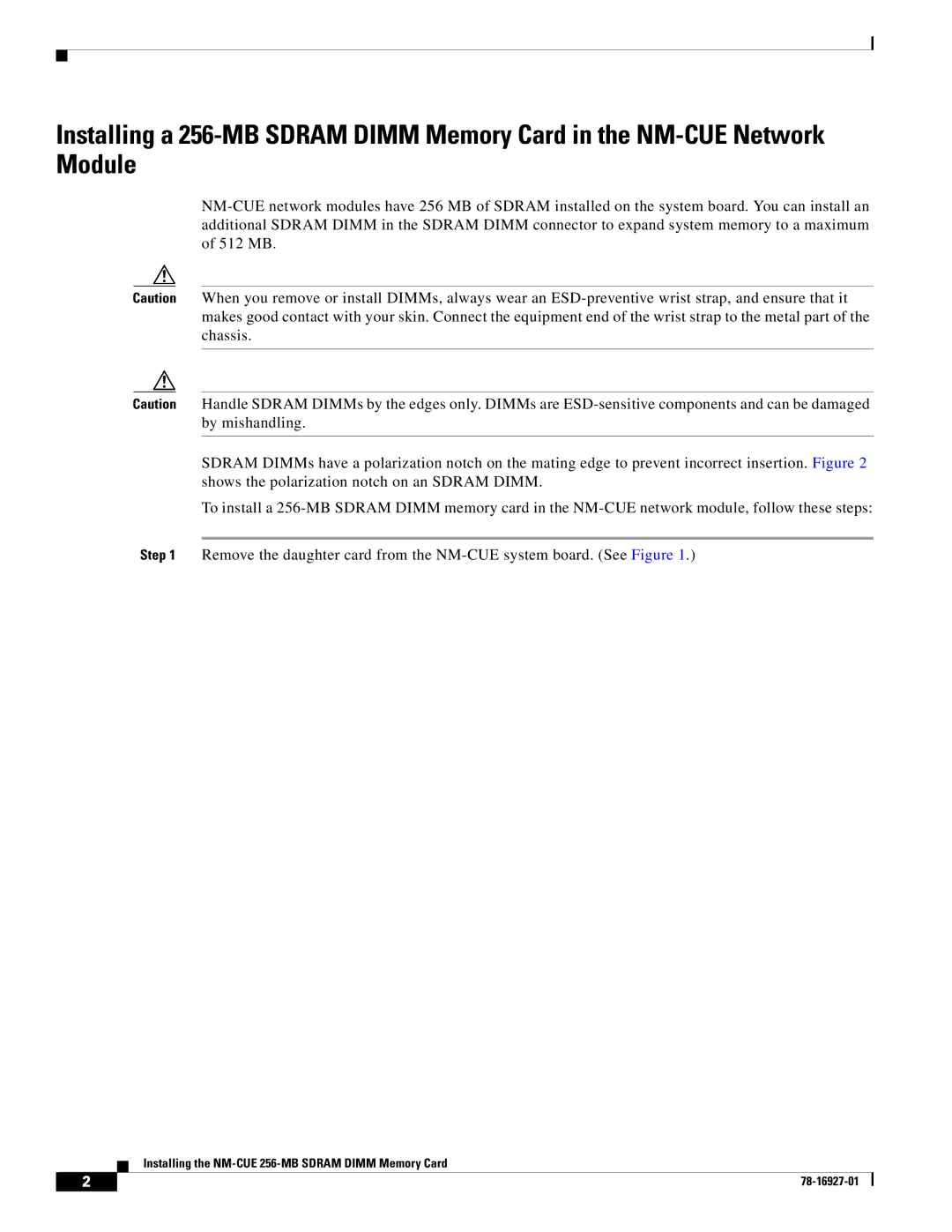 Cisco Systems MEMCUE-256D= installation instructions 