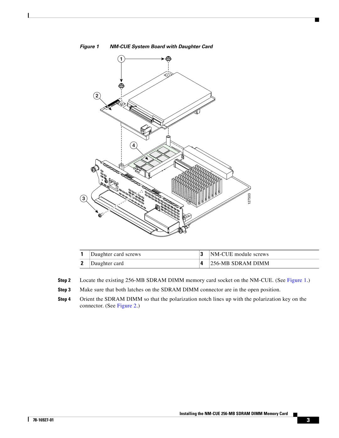 Cisco Systems MEMCUE-256D= installation instructions MB Sdram Dimm 