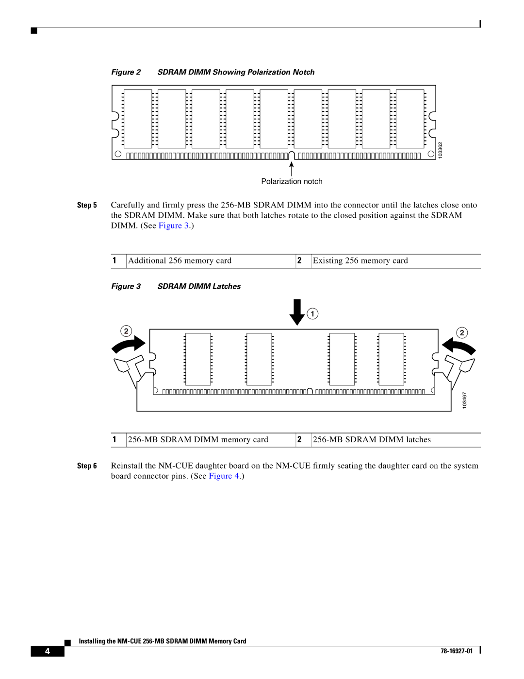 Cisco Systems MEMCUE-256D= installation instructions Sdram Dimm Showing Polarization Notch 