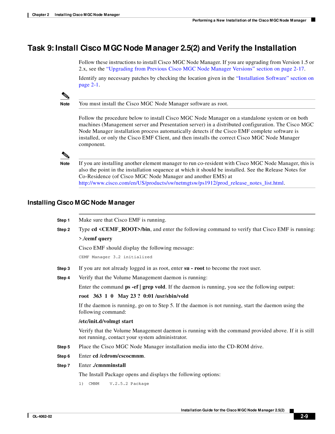 Cisco Systems manual Installing Cisco MGC Node Manager 