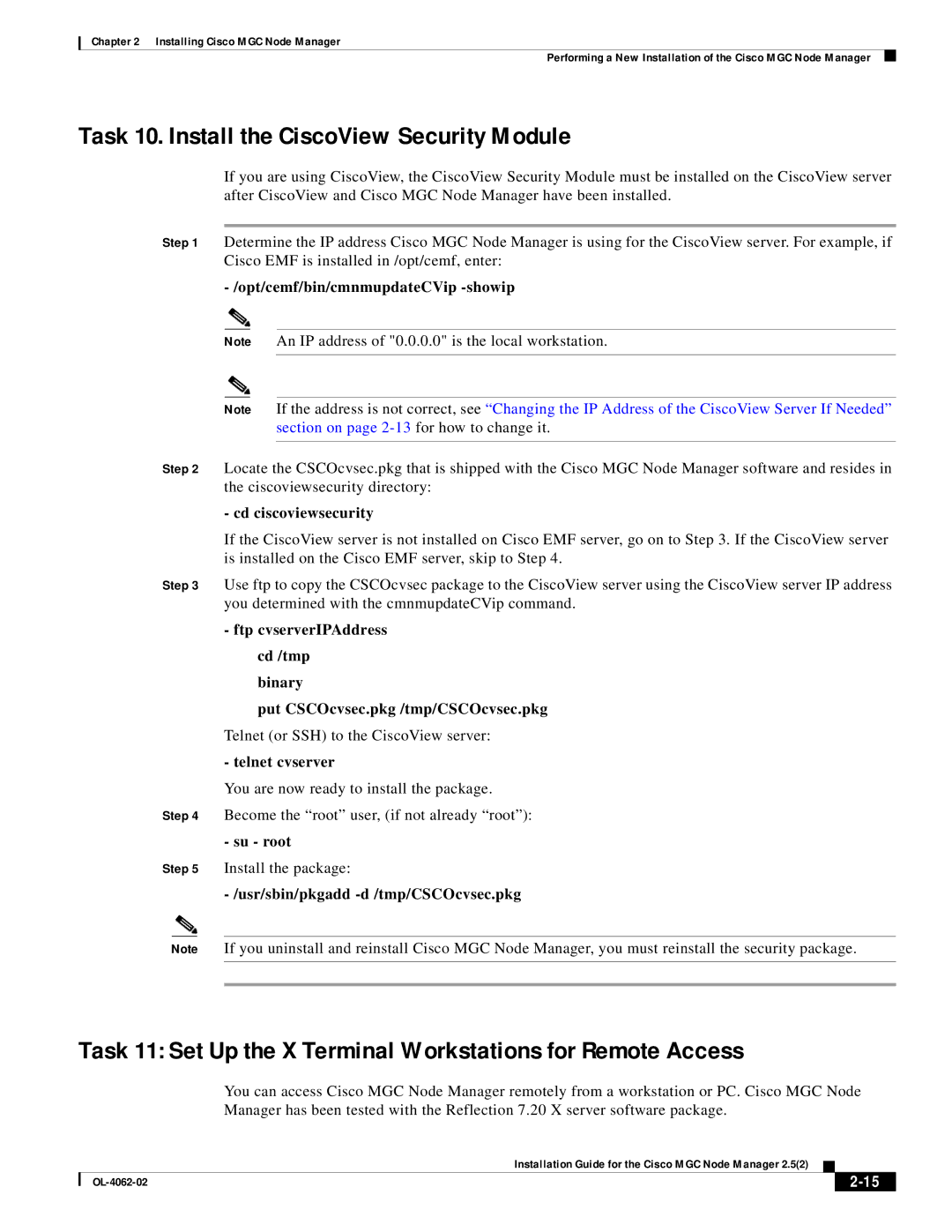 Cisco Systems MGC Node Manager manual Task 10. Install the CiscoView Security Module 