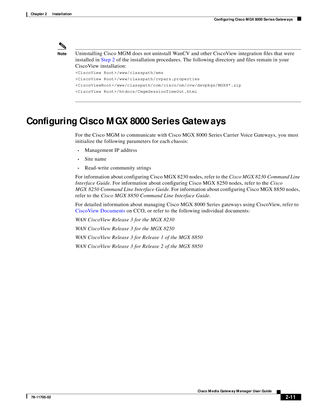 Cisco Systems manual Installation Configuring Cisco MGX 8000 Series Gateways 