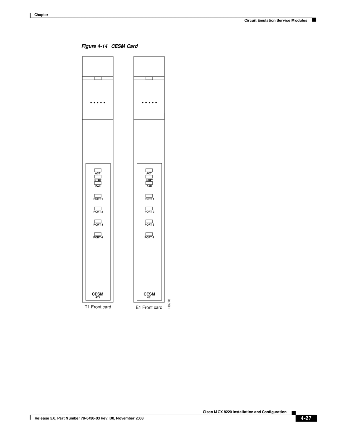 Cisco Systems MGX 8220 manual Cesm Card 