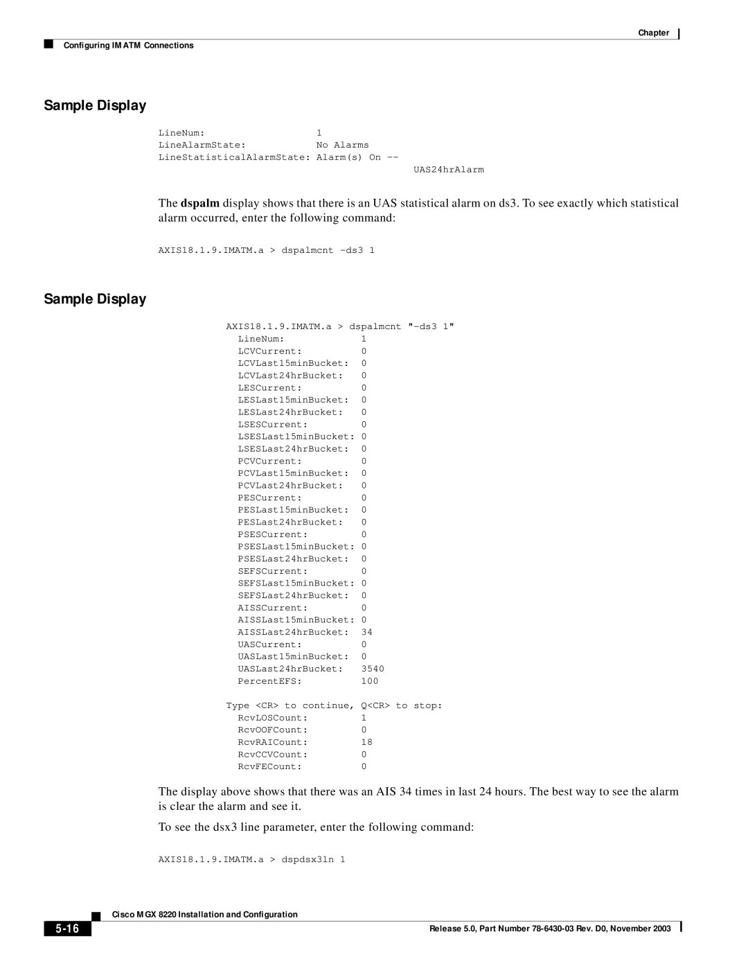 Cisco Systems MGX 8220 manual LineNum LineAlarmState 