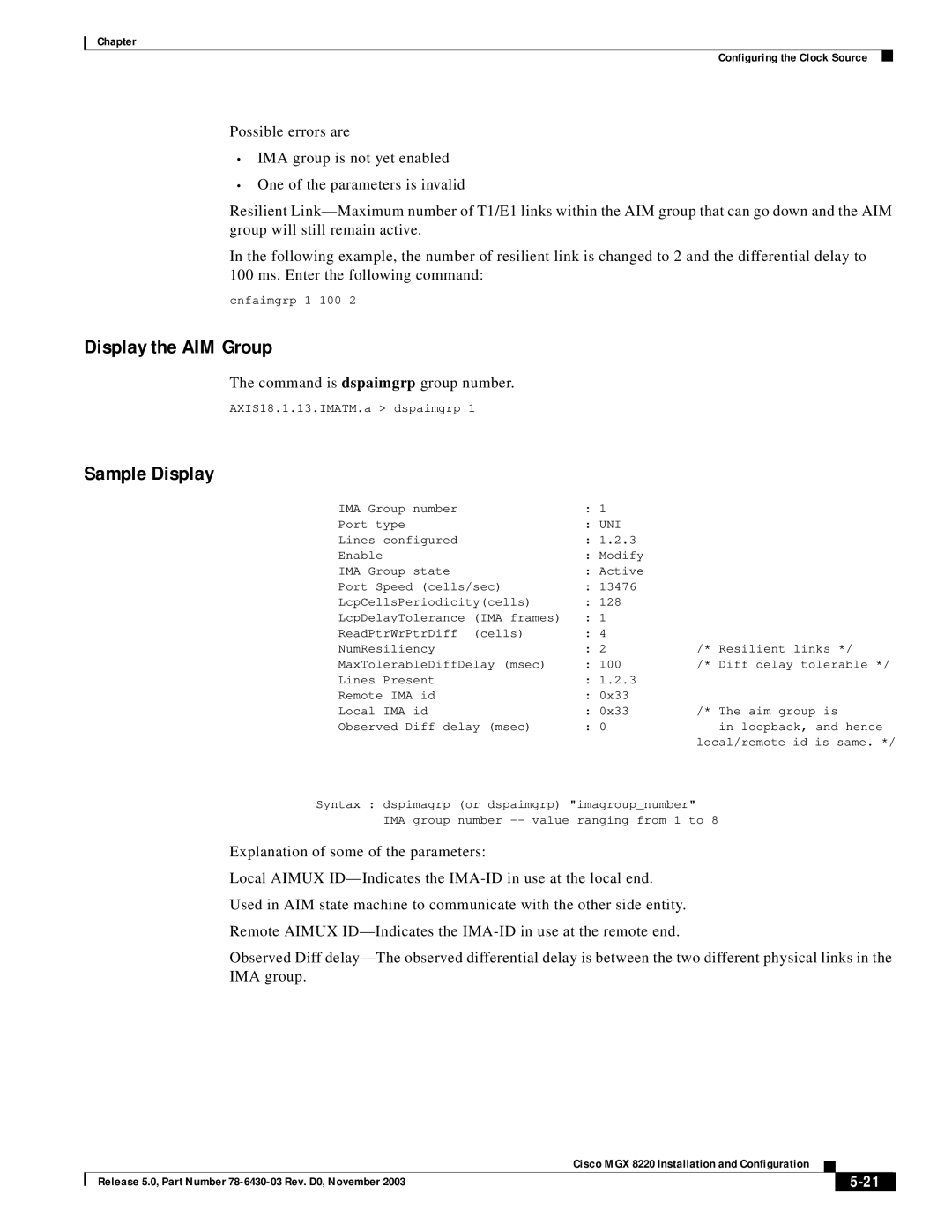 Cisco Systems MGX 8220 manual Display the AIM Group, Uni 