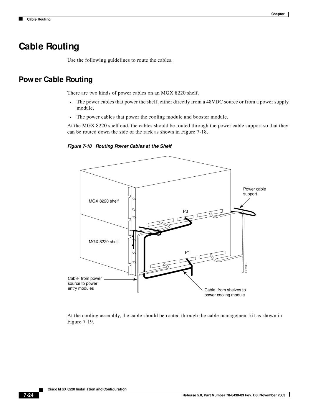 Cisco Systems MGX 8220 manual Power Cable Routing 