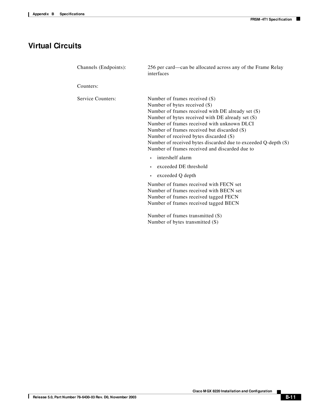 Cisco Systems MGX 8220 manual Virtual Circuits 