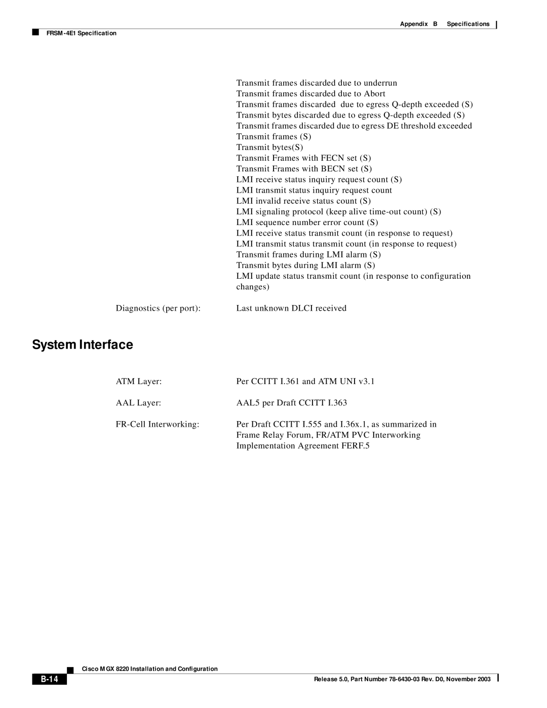 Cisco Systems MGX 8220 manual Transmit frames S 