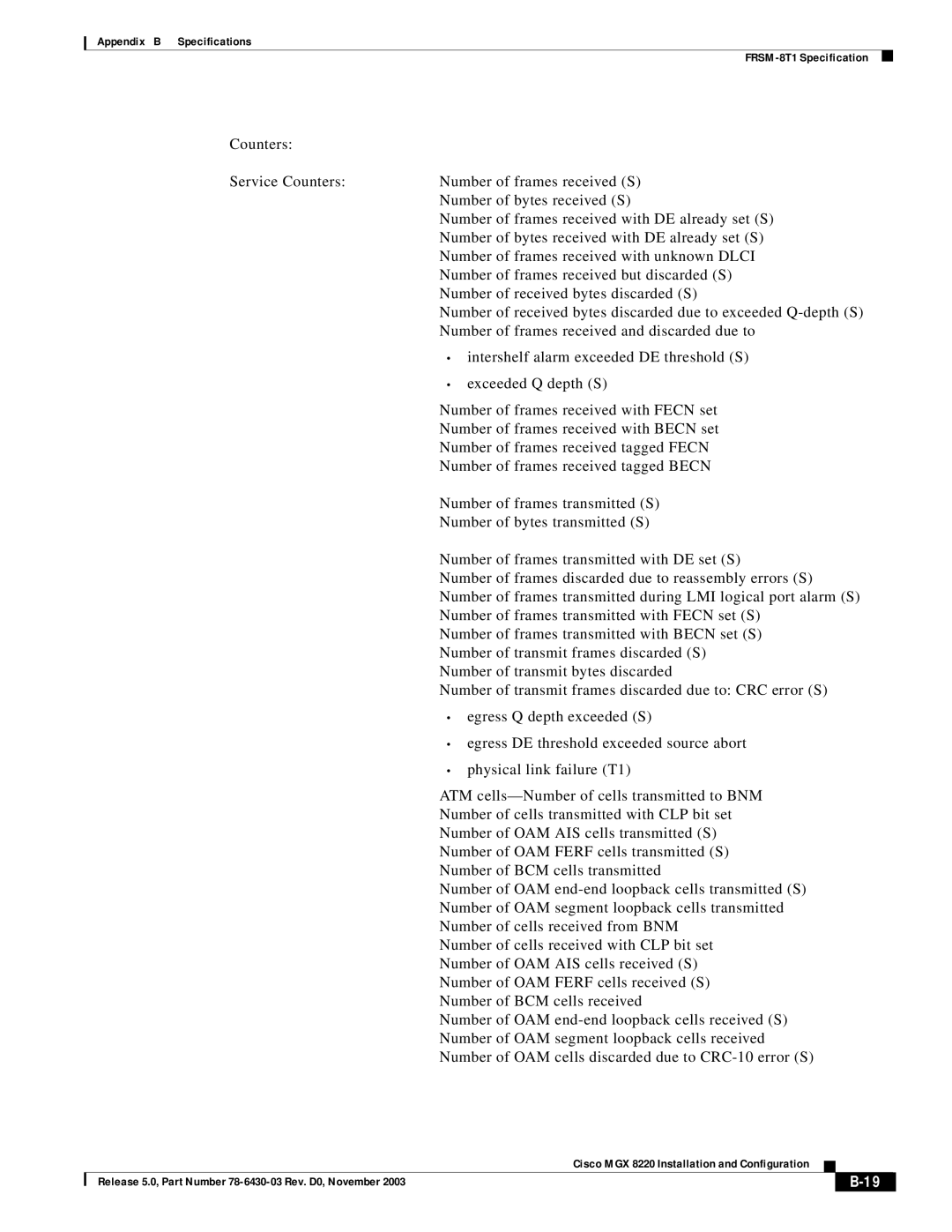 Cisco Systems MGX 8220 manual Release 5.0, Part Number 78-6430-03 Rev. D0, November 