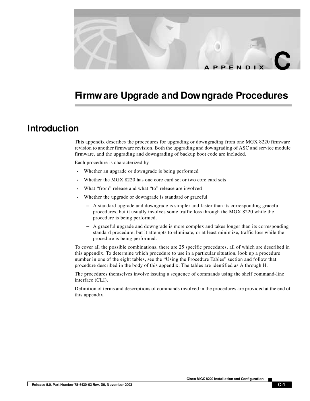 Cisco Systems MGX 8220 manual Firmware Upgrade and Downgrade Procedures 