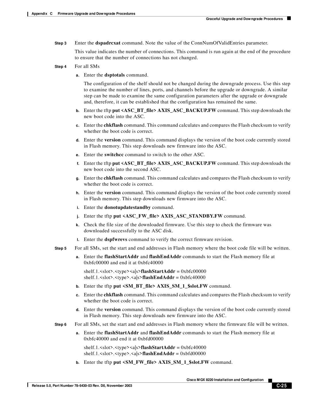 Cisco Systems MGX 8220 manual Enter the tftp put SMBTfile AXISSM1$slot.FW command 