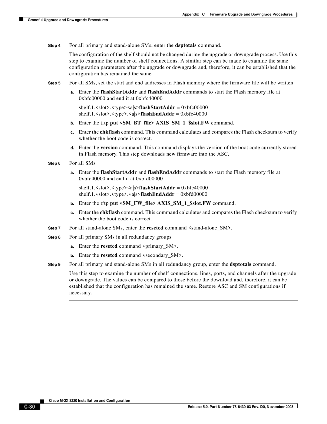 Cisco Systems MGX 8220 manual Enter the tftp put SMBTfile AXISSM1$slot.FW command 