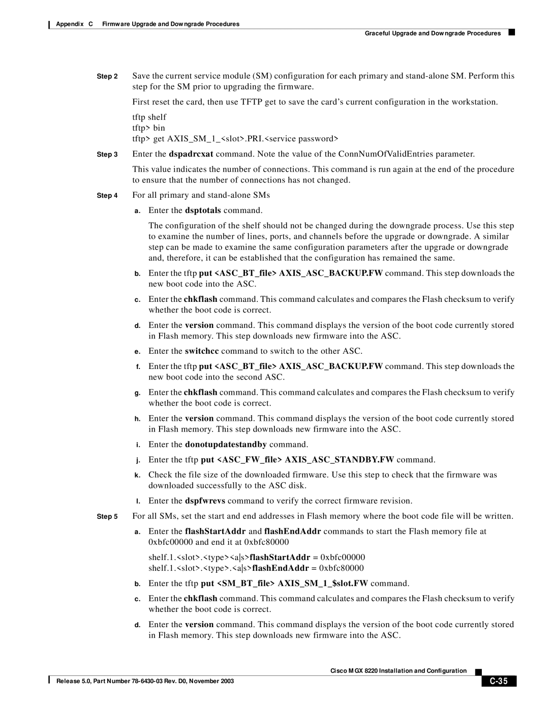 Cisco Systems MGX 8220 manual Enter the tftp put SMBTfile AXISSM1$slot.FW command 