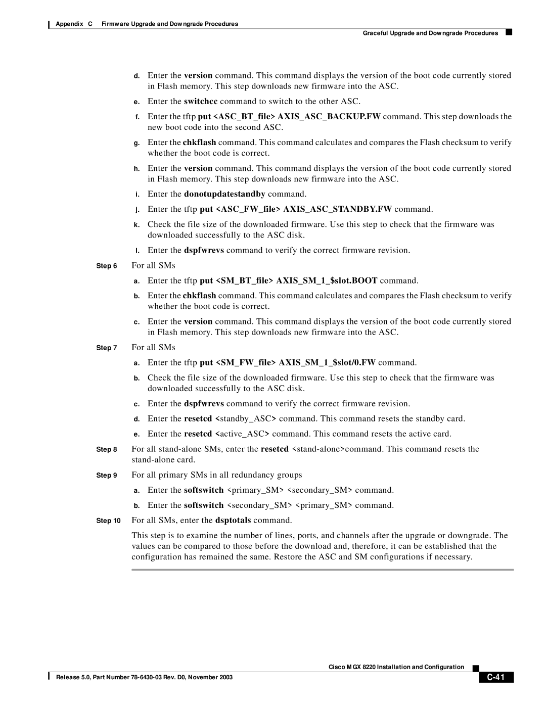 Cisco Systems MGX 8220 manual Enter the tftp put SMBTfile AXISSM1$slot.BOOT command 