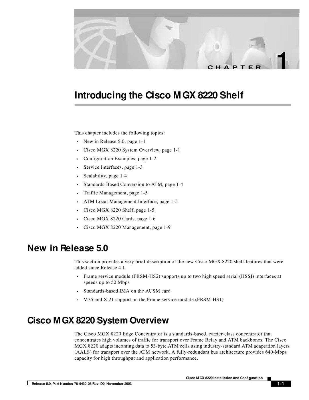 Cisco Systems manual New in Release, Cisco MGX 8220 System Overview, A P T E R 