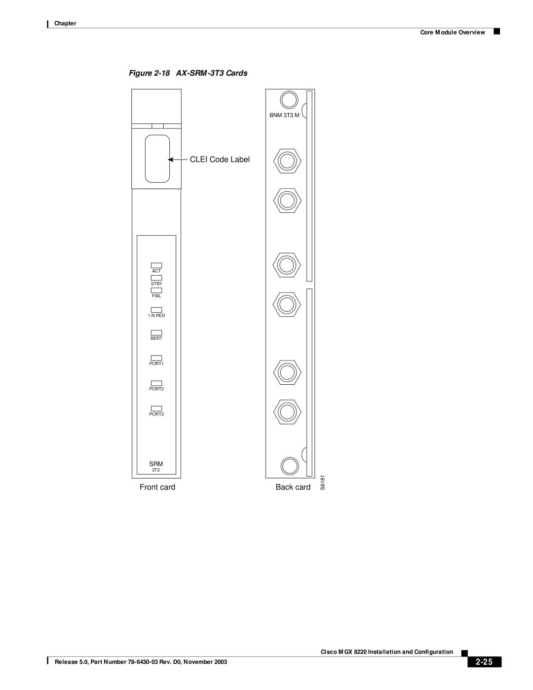 Cisco Systems MGX 8220 manual AX-SRM-3T3 Cards 