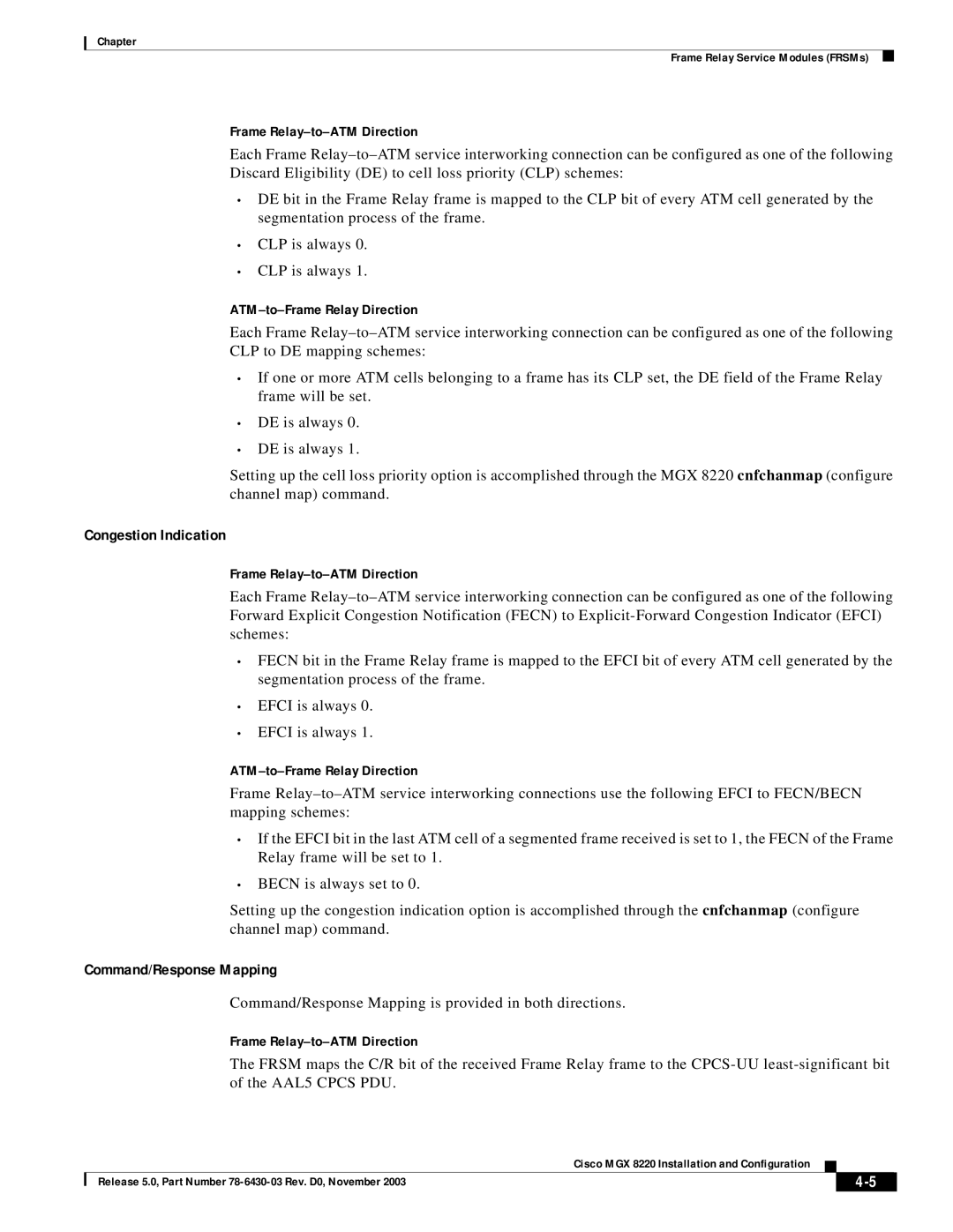 Cisco Systems MGX 8220 manual Command/Response Mapping 