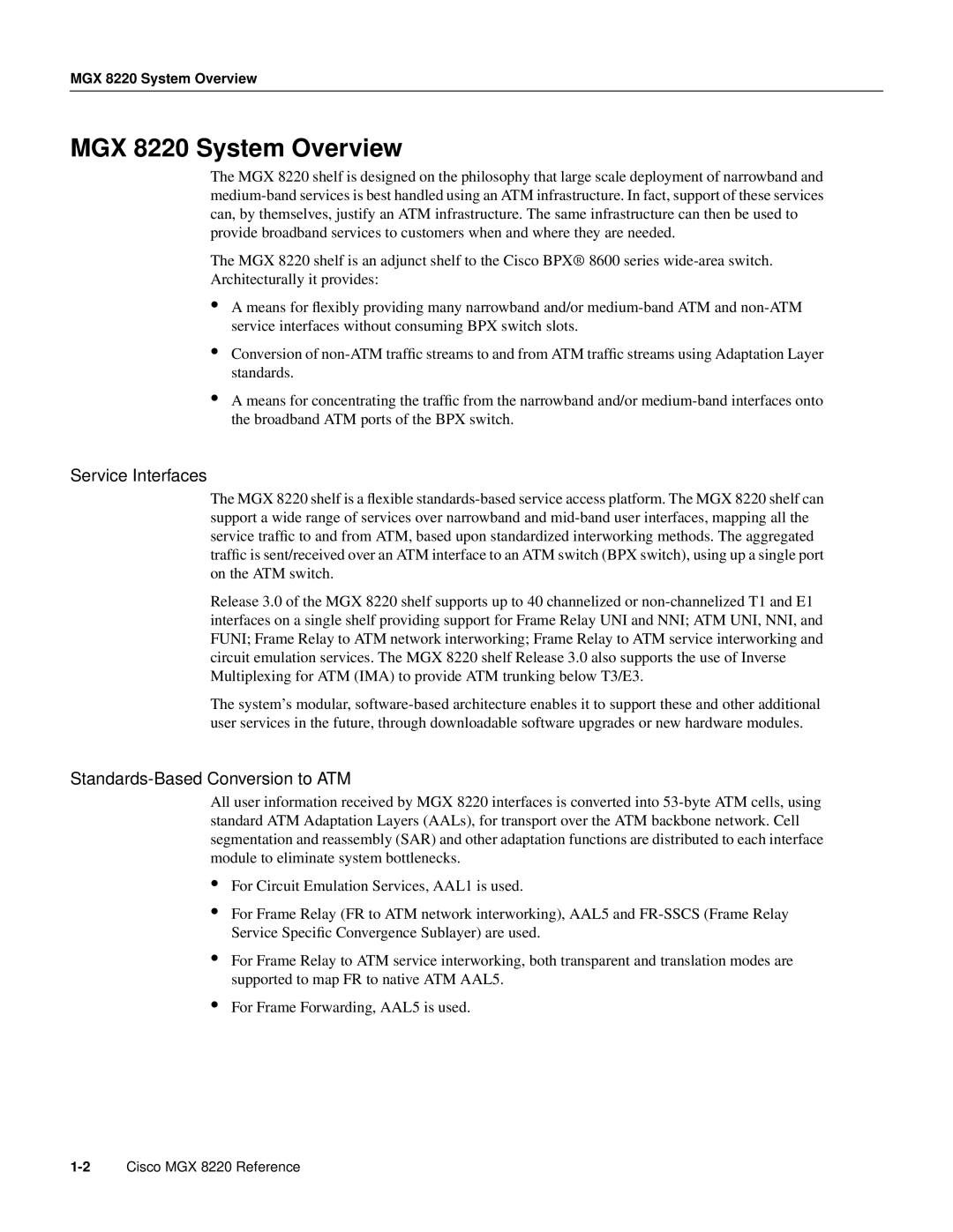 Cisco Systems manual MGX 8220 System Overview, Service Interfaces, Standards-Based Conversion to ATM 