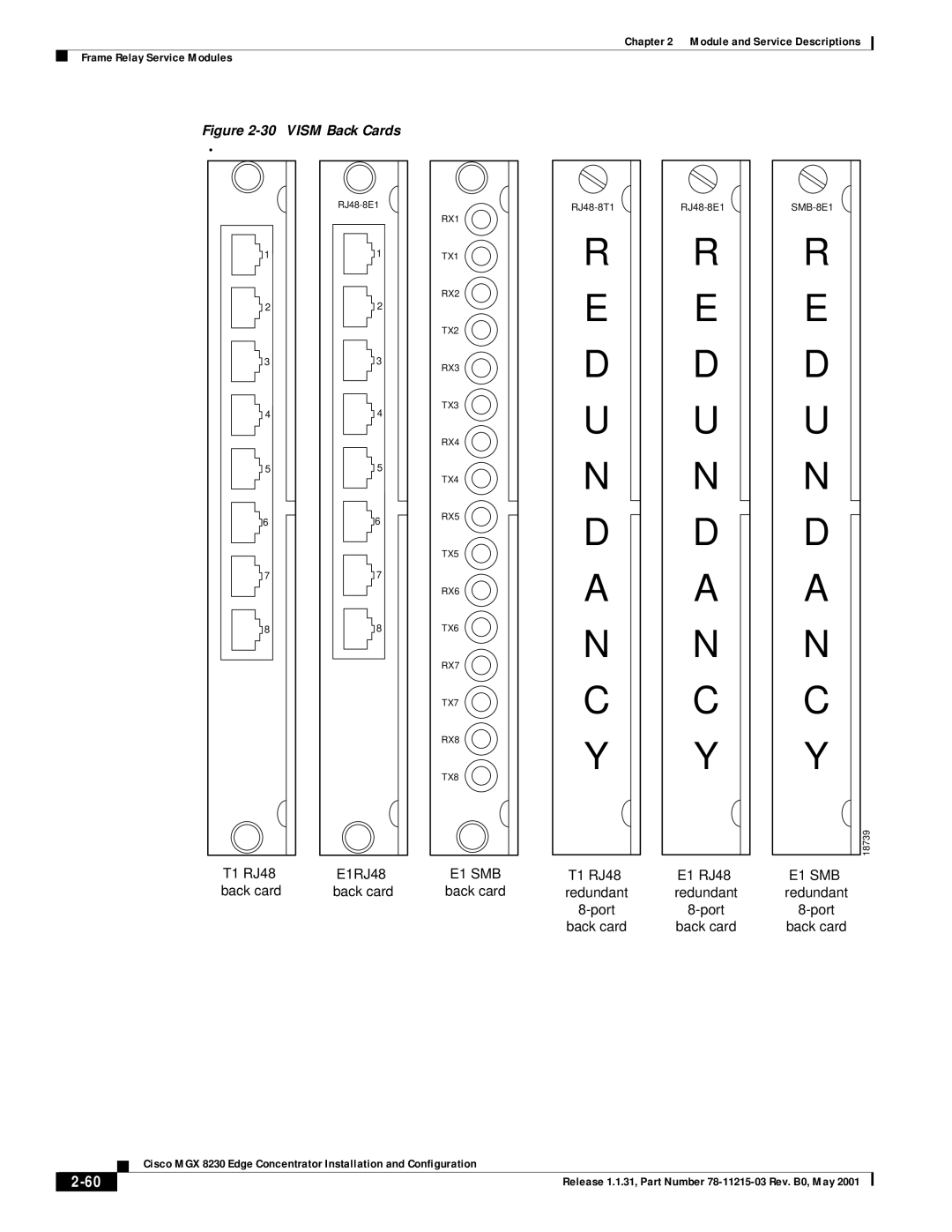 Cisco Systems MGX 8230 manual Vism Back Cards 