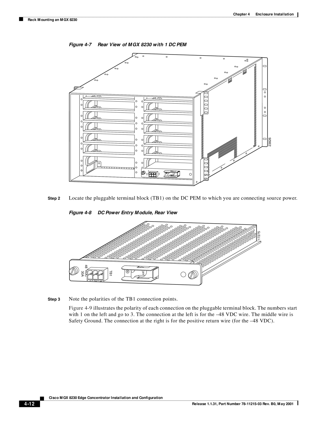 Cisco Systems manual Rear View of MGX 8230 with 1 DC PEM 