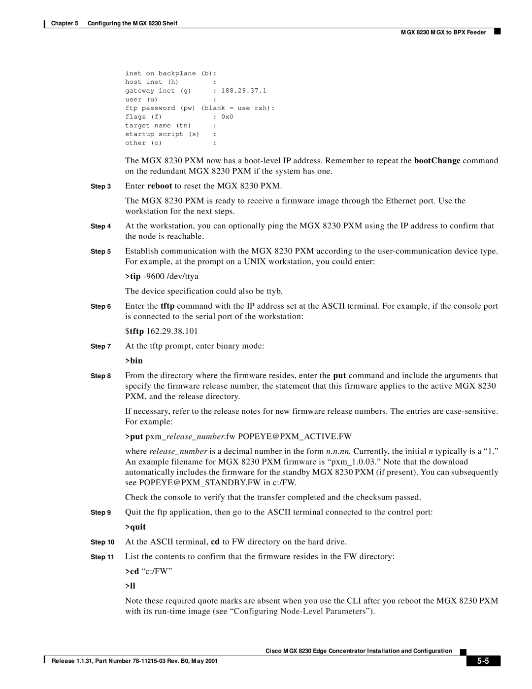 Cisco Systems MGX 8230 manual Bin 