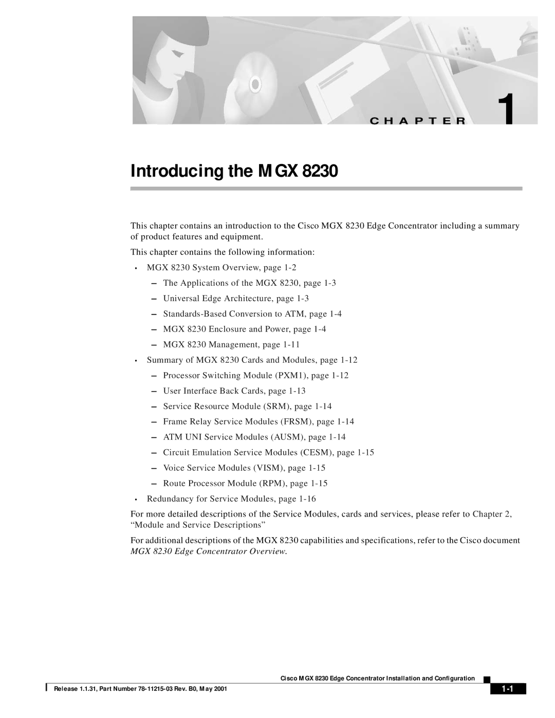 Cisco Systems MGX 8230 manual Introducing the MGX, A P T E R 