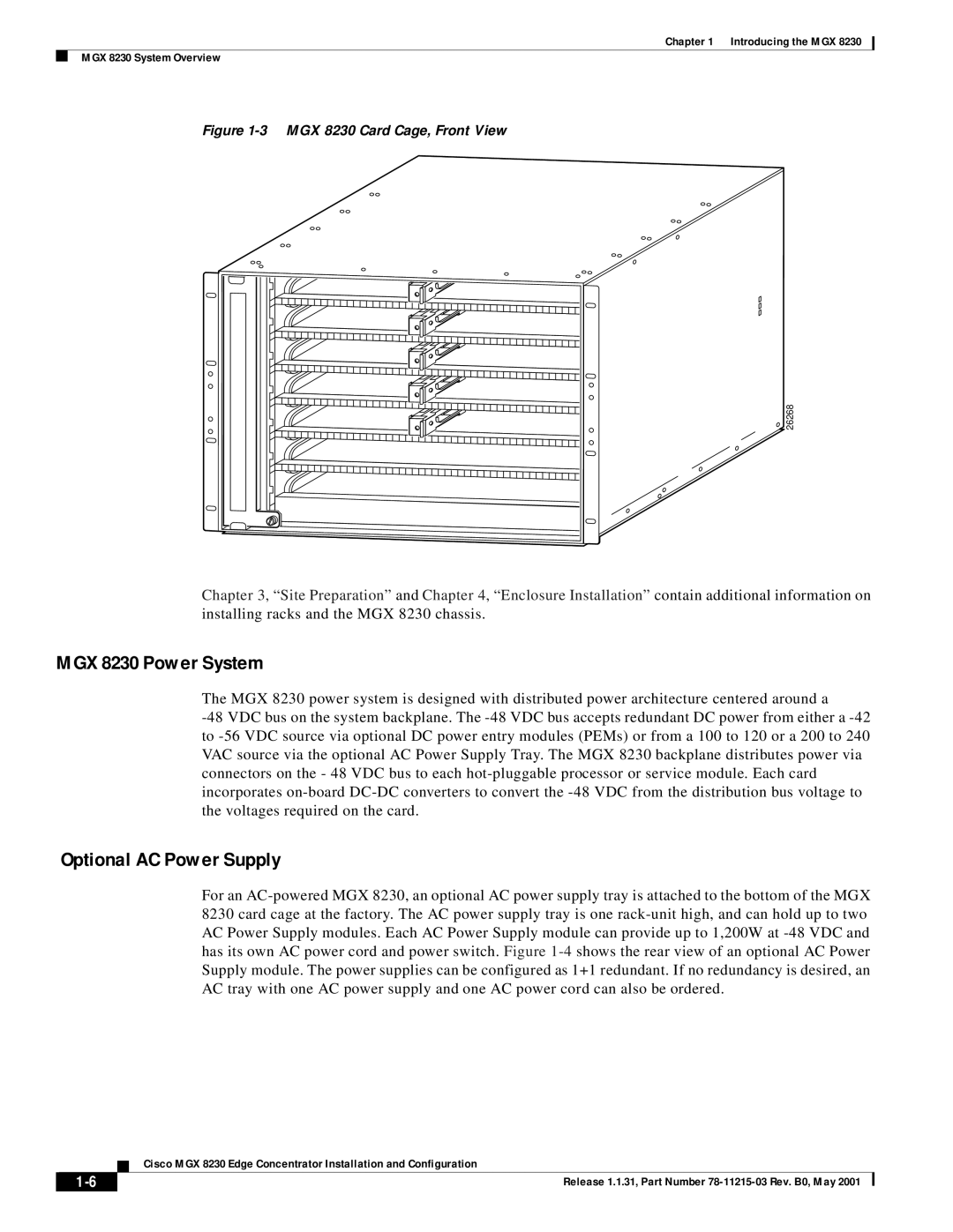 Cisco Systems manual MGX 8230 Power System, Optional AC Power Supply 