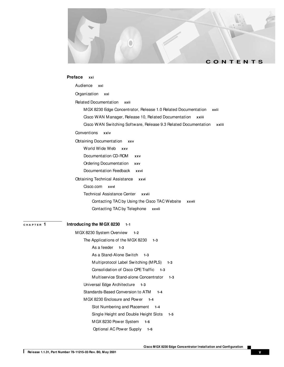 Cisco Systems MGX 8230 manual N T E N T S 