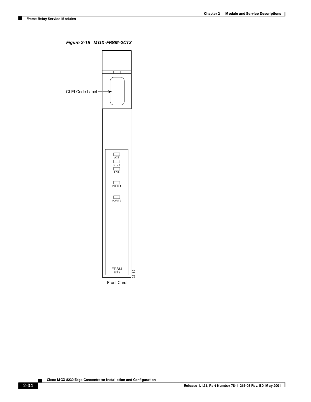 Cisco Systems MGX 8230 manual MGX-FRSM-2CT3 