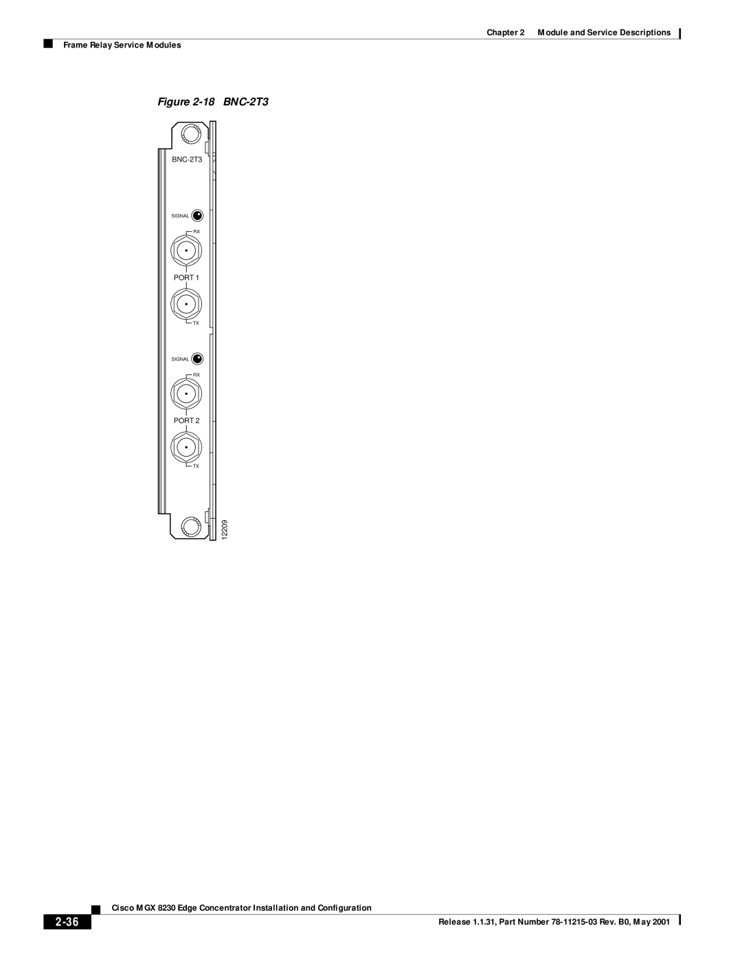 Cisco Systems MGX 8230 manual BNC-2T3 