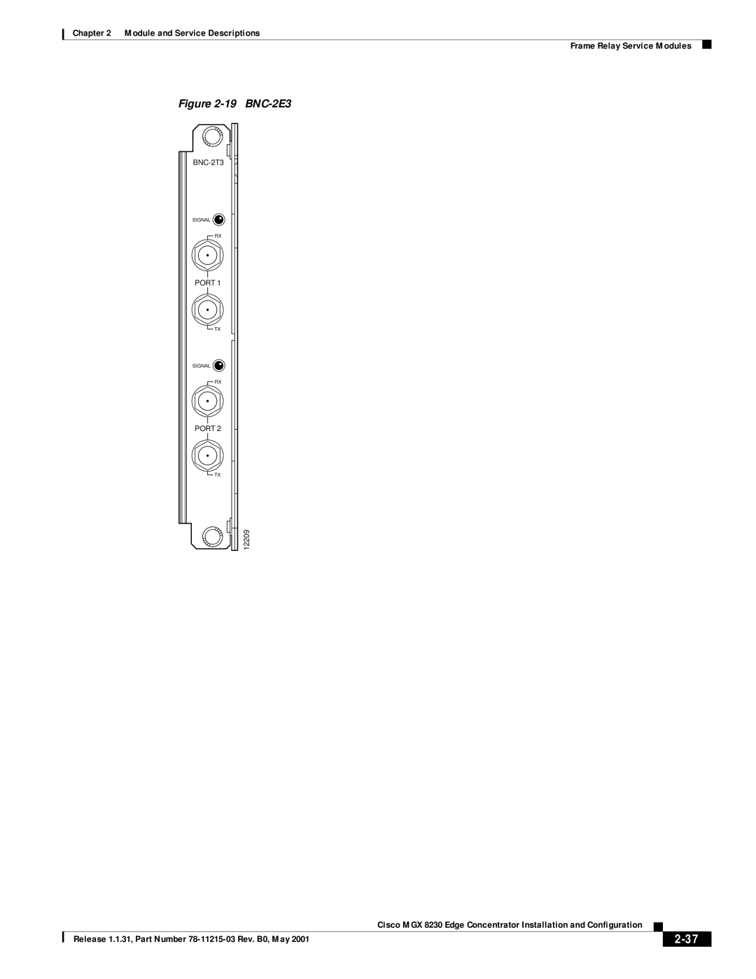 Cisco Systems MGX 8230 manual BNC-2E3 