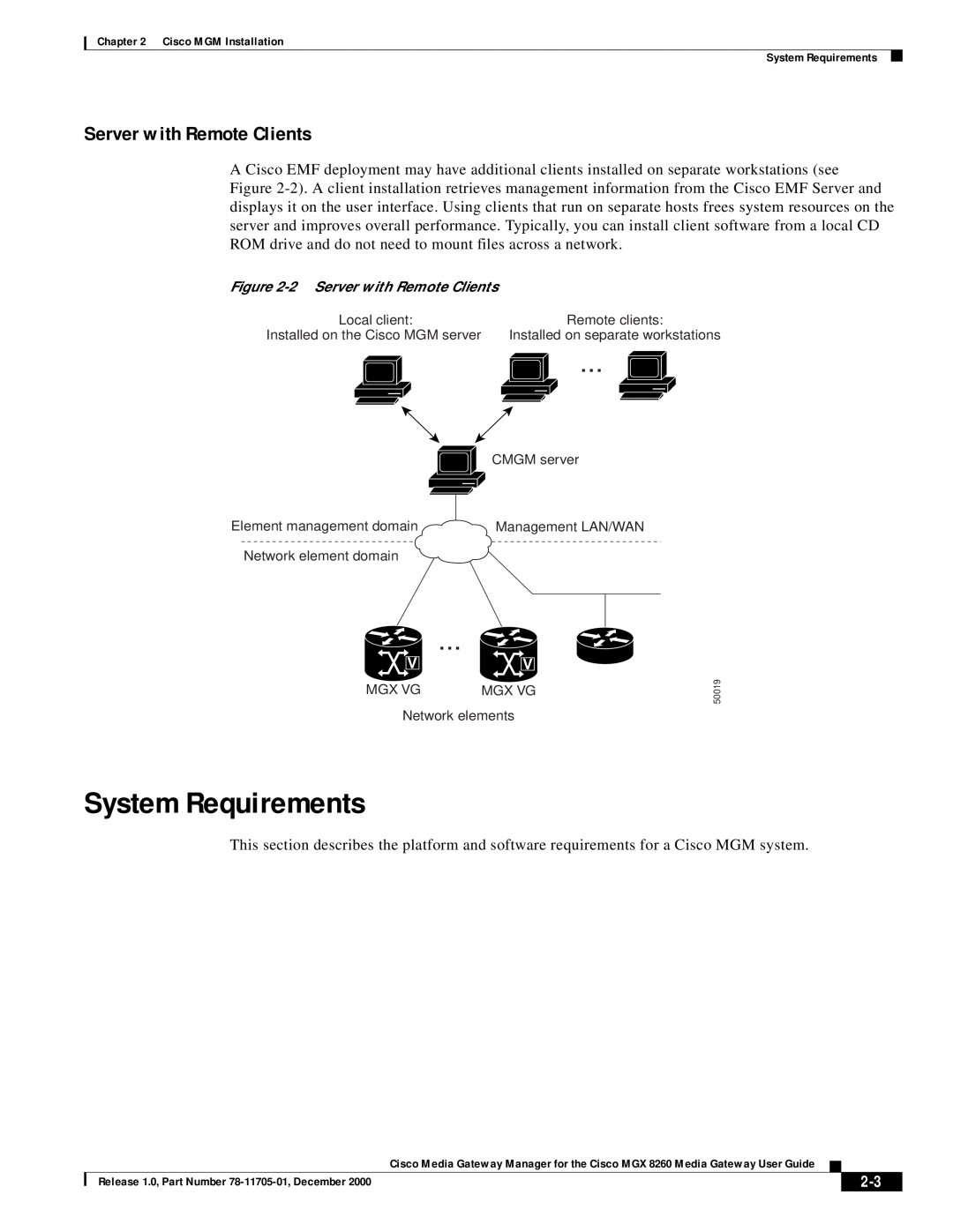 Cisco Systems MGX 8260 manual System Requirements, Server with Remote Clients 