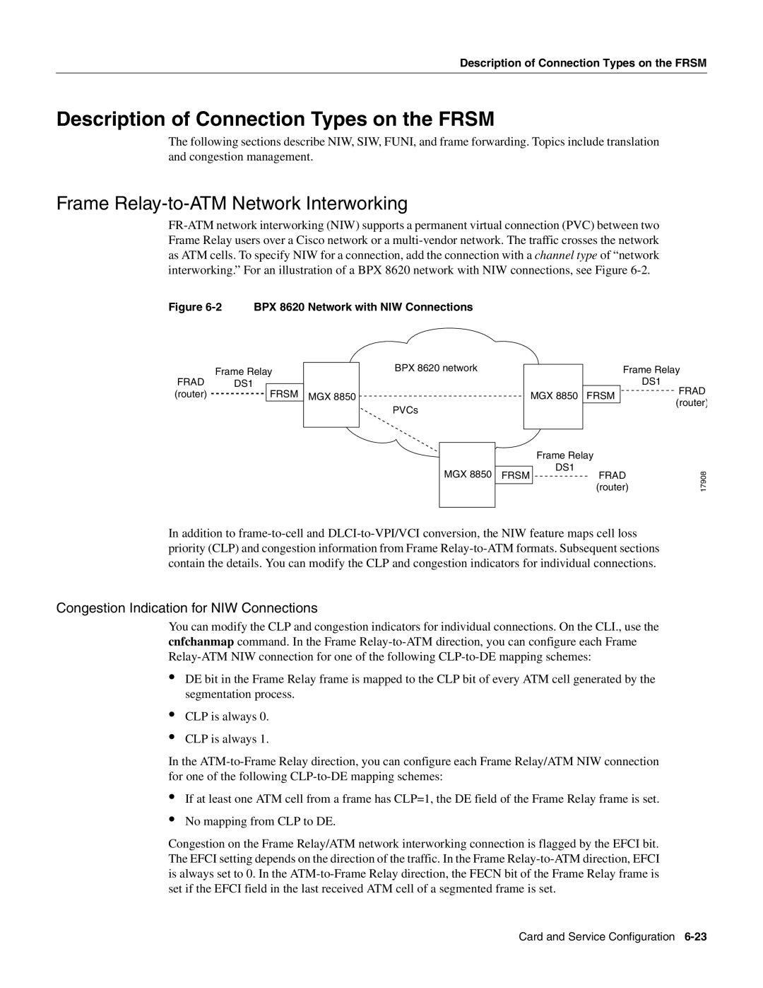 Cisco Systems MGX-FRSM-2T3E3 manual Description of Connection Types on the Frsm, Frame Relay-to-ATM Network Interworking 