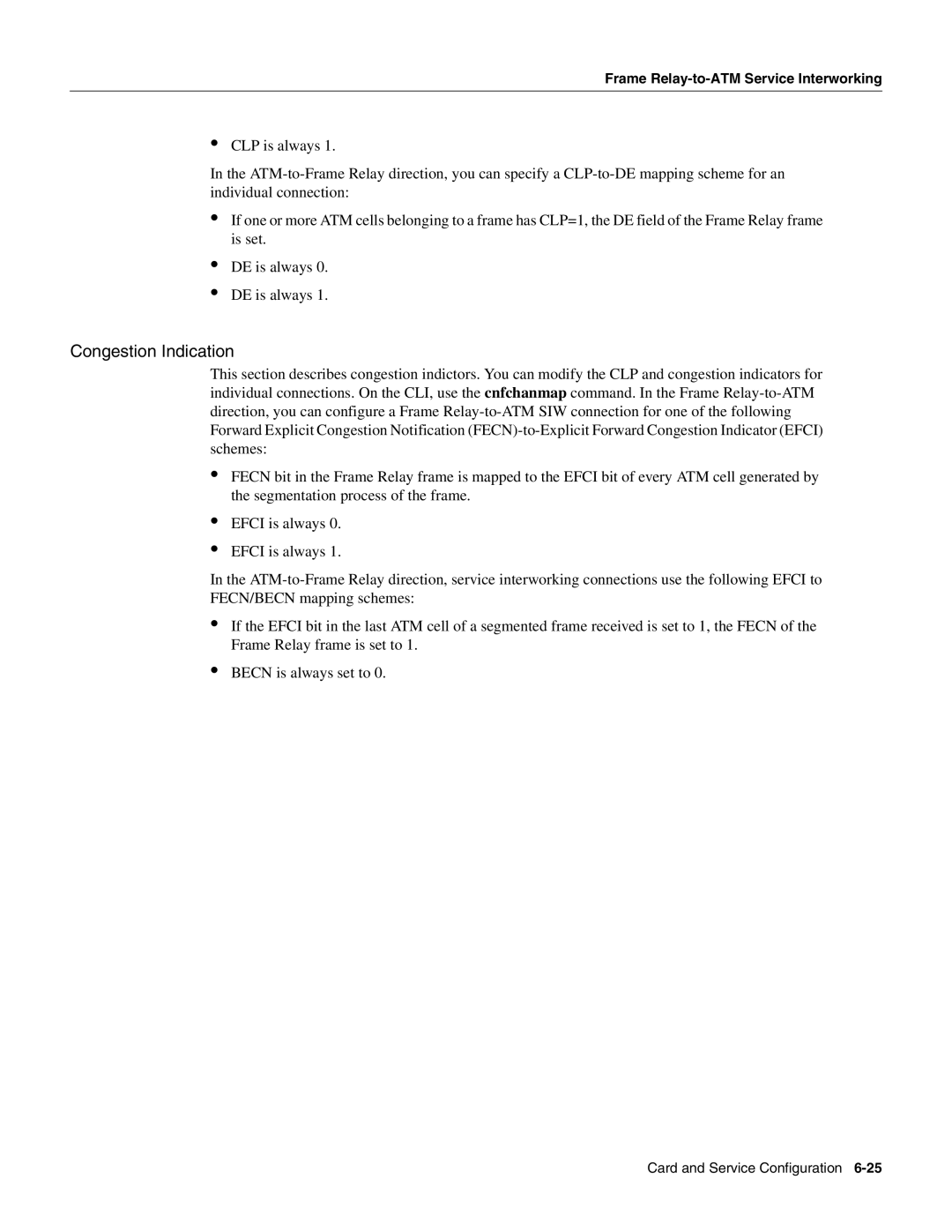 Cisco Systems MGX-FRSM-HS2, MGX-FRSM-2CT3, MGX-FRSM-2T3E3 manual Congestion Indication 