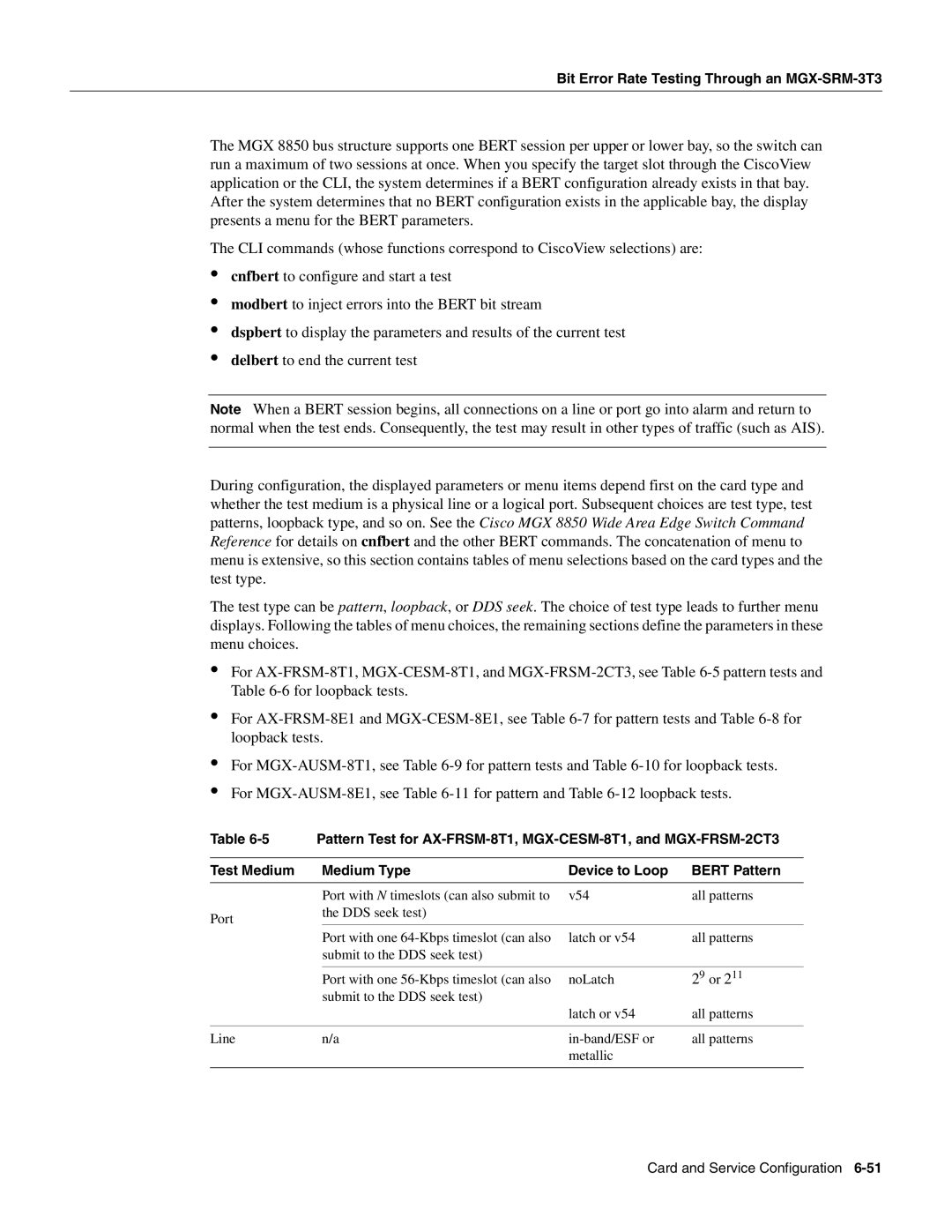 Cisco Systems MGX-FRSM-2CT3, MGX-FRSM-HS2, MGX-FRSM-2T3E3 manual Bit Error Rate Testing Through an MGX-SRM-3T3 