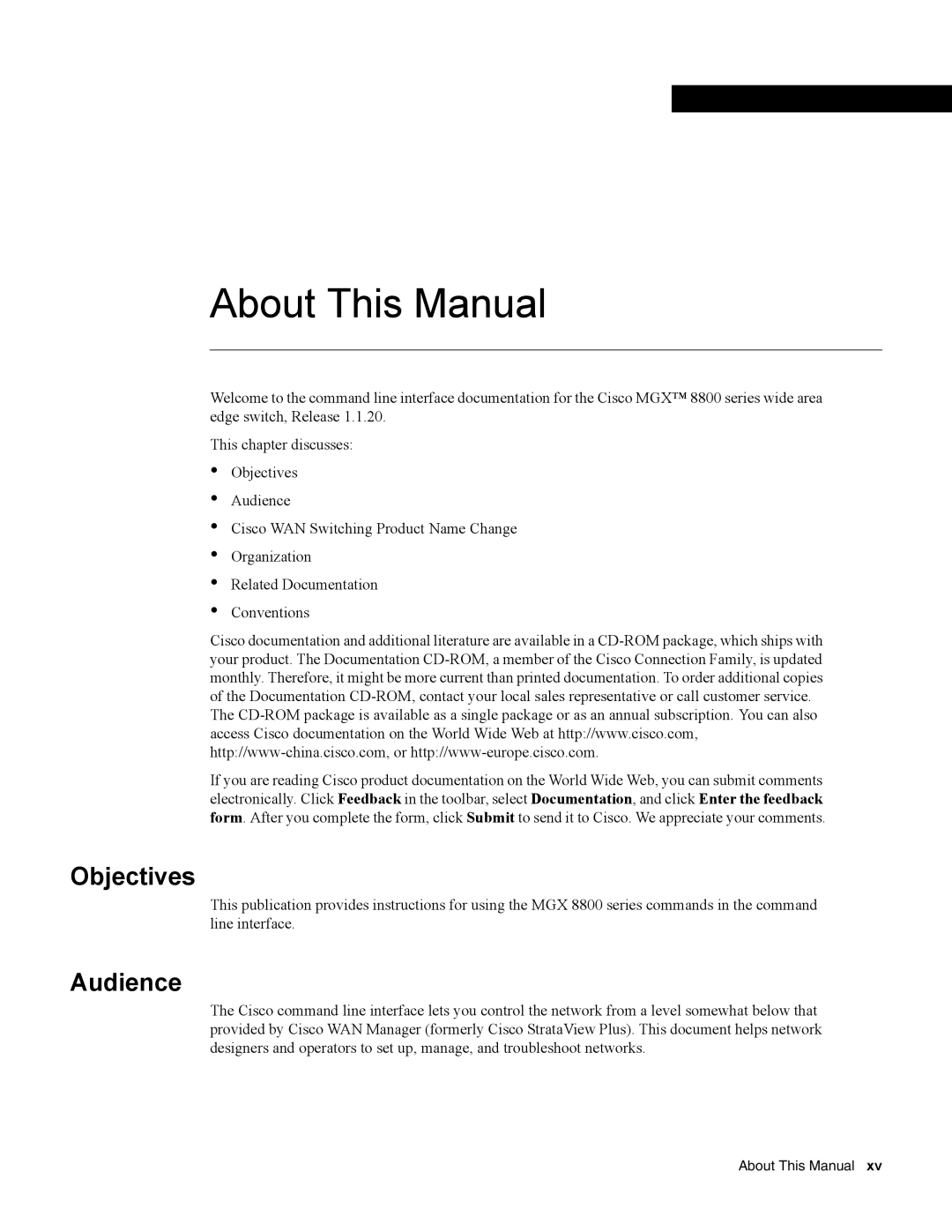 Cisco Systems MGXTM 8800 manual Objectives, Audience 