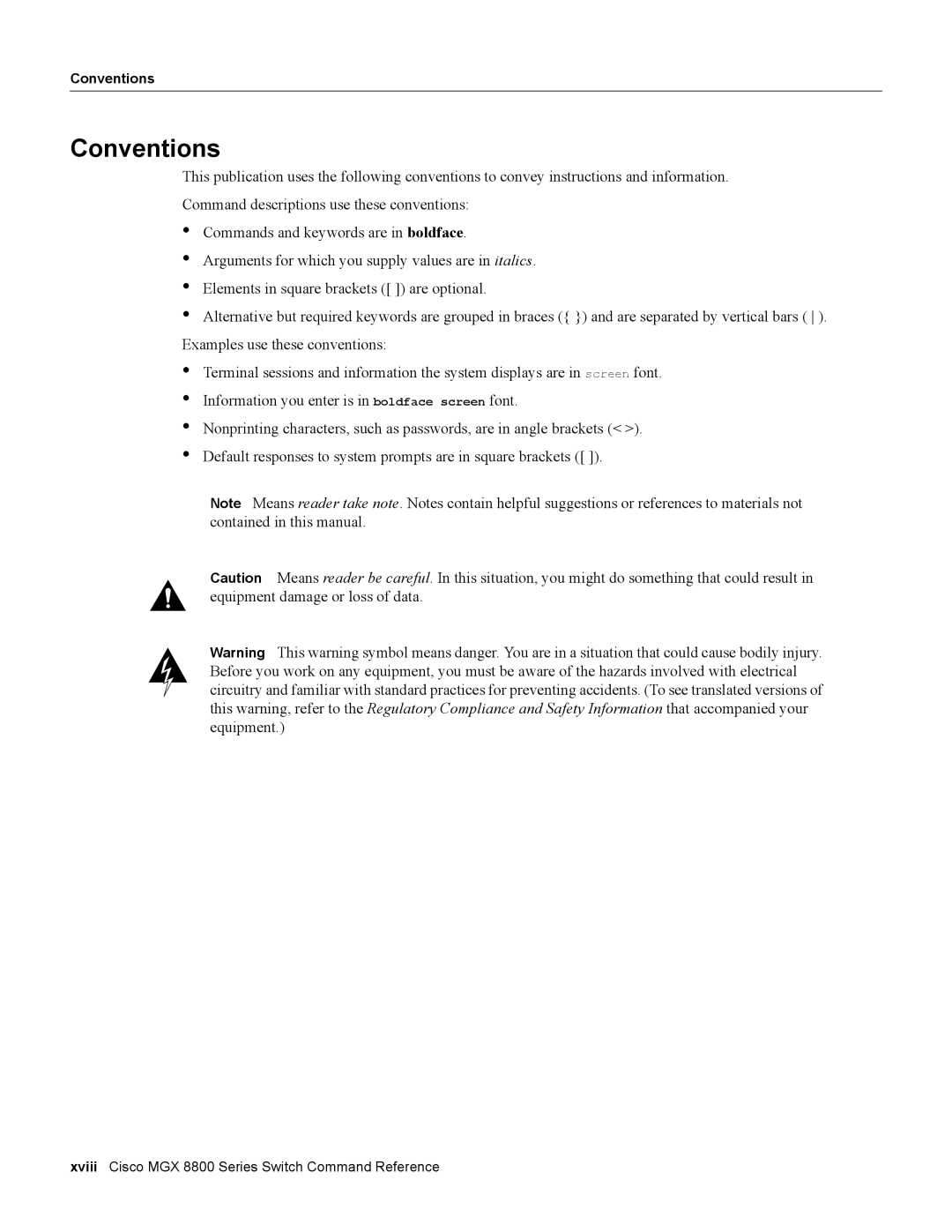 Cisco Systems MGXTM 8800 manual Conventions 