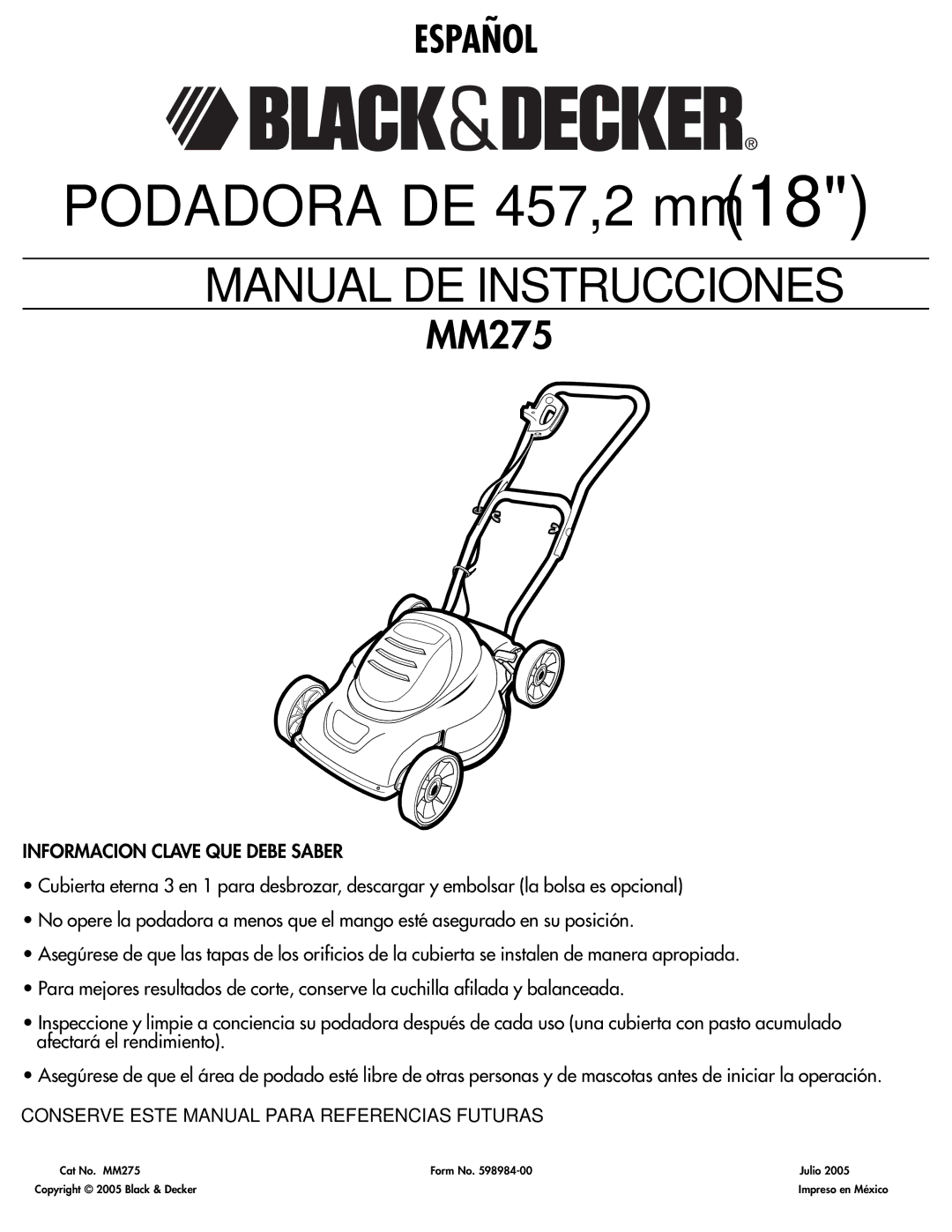 Cisco Systems MM275 instruction manual Informacion Clave QUE Debe Saber, Conserve Este Manual Para Referencias Futuras 