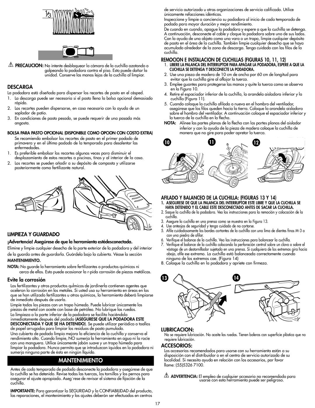 Cisco Systems MM275 Descarga, Limpieza Y Guardado, Remocion E Instalacion DE Cuchillas Figuras 10, 11, Lubricacion 