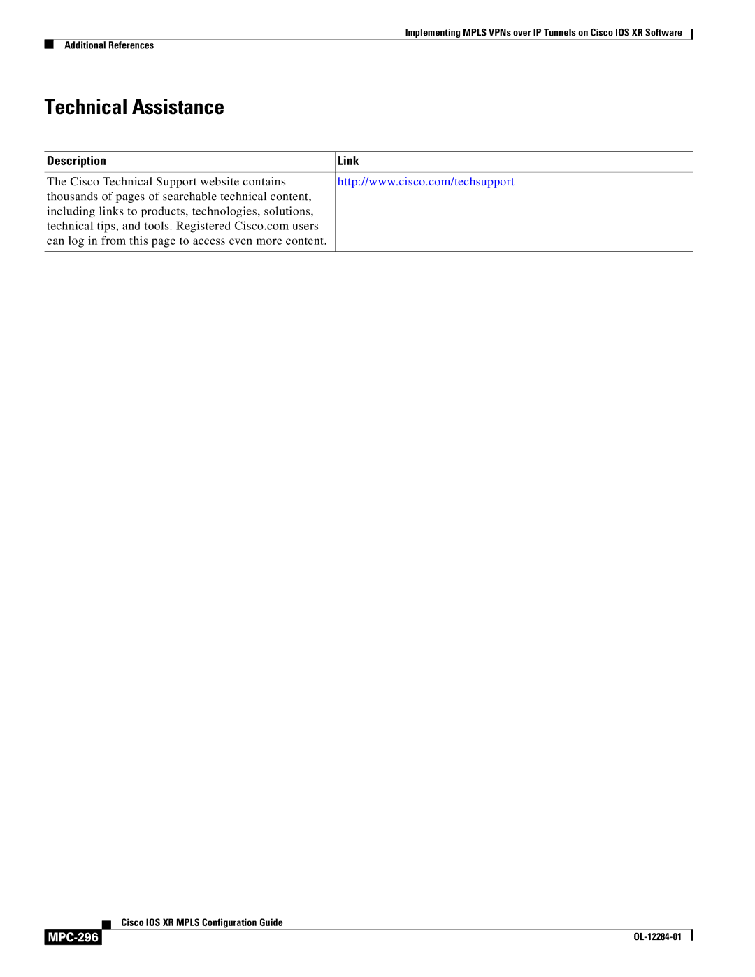 Cisco Systems MPC-273 manual Technical Assistance, MPC-296 